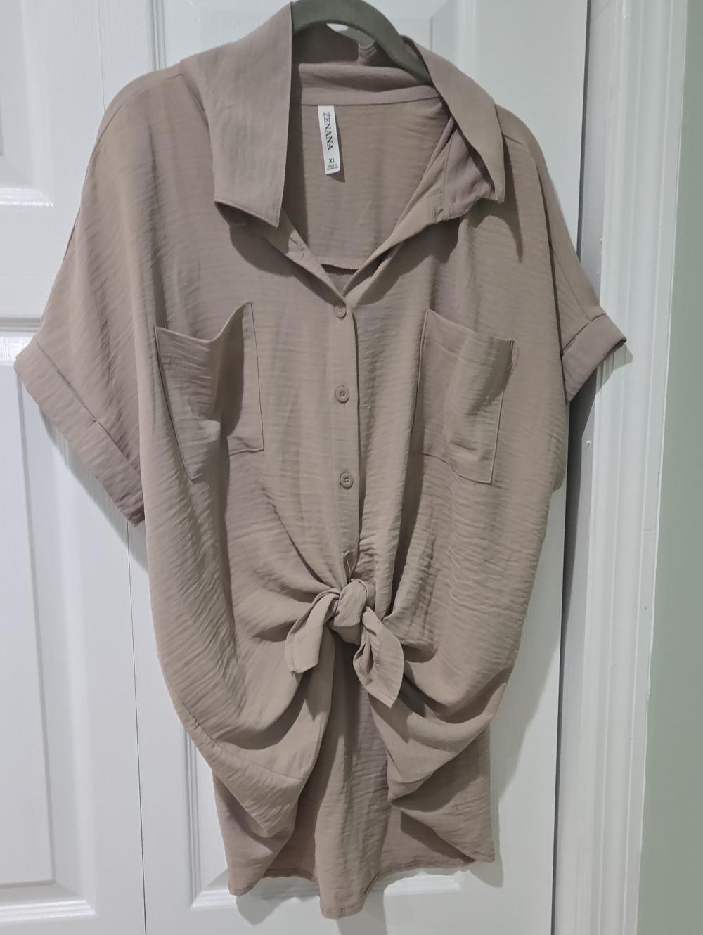 Zenana Outfitters Taupe Button-Front